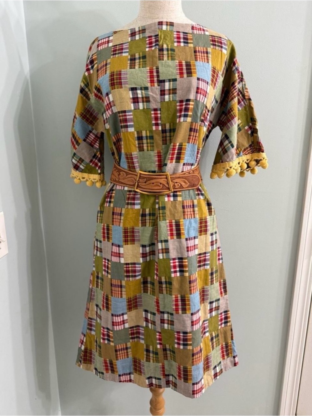 Vintage 60s 70s Patchwork Boho Hippie Dress M